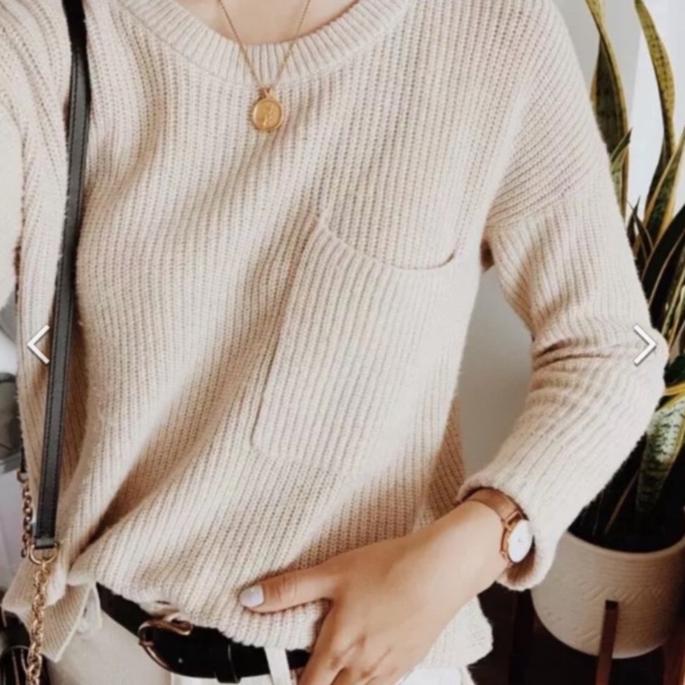 Madewell Thompson Pocket Knit Sweater Oatmeal Oversized Boxy Cozy Cotton